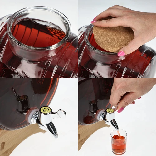 Statinaitė 5 l, stiklinė, su plačia įpylimo anga, kamščiu, stovu ir kraneliu - 5