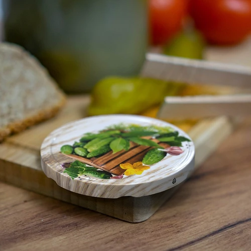 Stiklainis 1,5 l, fi 82/6 su spalvotu dangteliu + žnyplės - 4