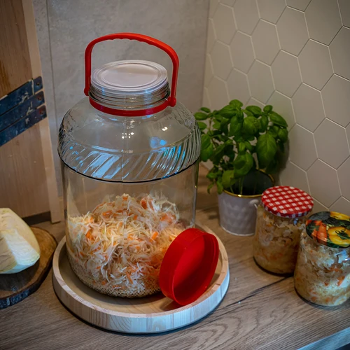 Stiklainis 10 L su plastikiniu dangčiu - 7