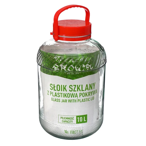 Stiklainis 10 L su plastikiniu dangčiu - 4