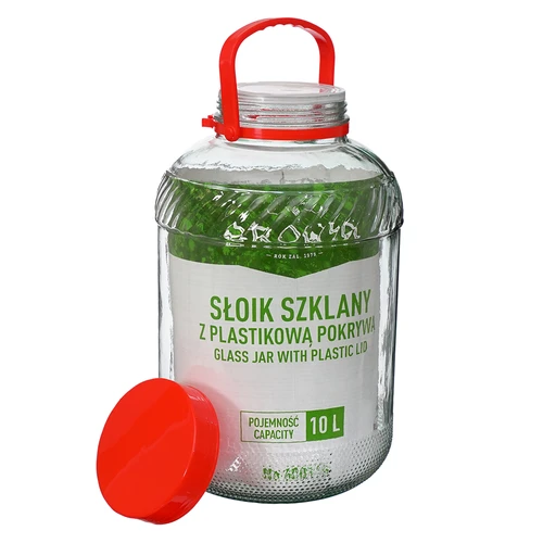 Stiklainis 10 L su plastikiniu dangčiu - 5