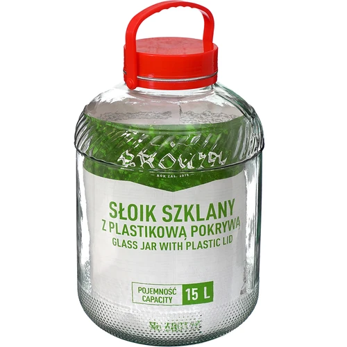 Stiklainis 15 L su plastikiniu dangčiu - 2