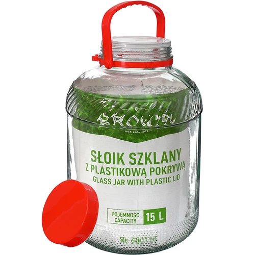 Stiklainis 15 L su plastikiniu dangčiu - 3