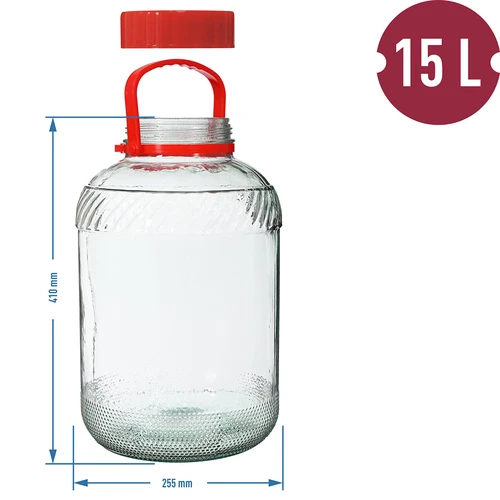 Stiklainis 15 L su plastikiniu dangčiu - 6