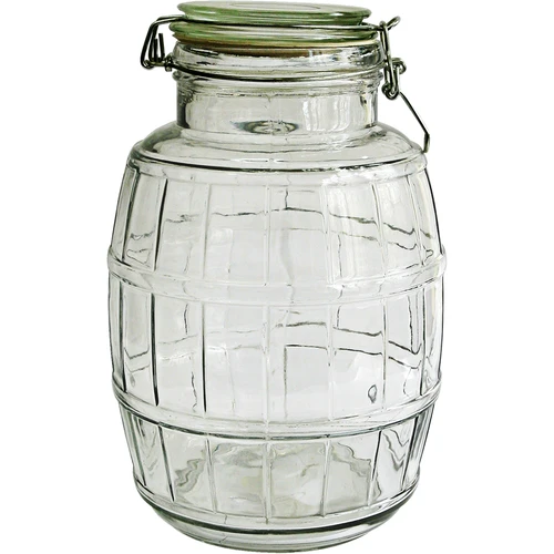 Stiklainis 2,1 l statinės formos su metaliniu užsegimu