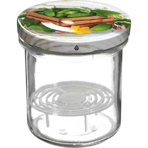 Stiklainis 350 ml su dangteliu ir prispaudėju - 6 vnt. - 3