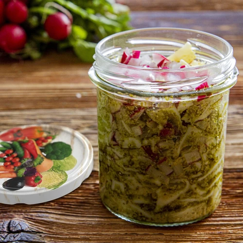 Stiklainis 350 ml su dangteliu ir prispaudėju - 6 vnt. - 13