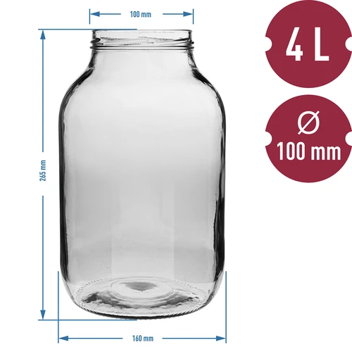 Stiklainis 4 l su juodu ø 100 užsukamu dangteliu - 6