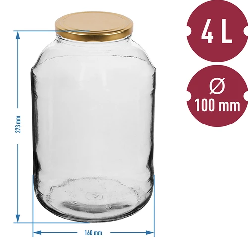 Stiklainis 4 l su ø 100 užsukamu dangteliu - 3