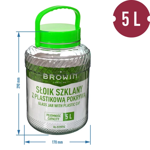 Stiklainis 5 l su žnyplėmis - žalias užsukamas dangtelis - 6