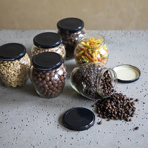 Stiklainis Amfora 580 ml (fi 82) su juodu dangteliu 6 vnt. - 5