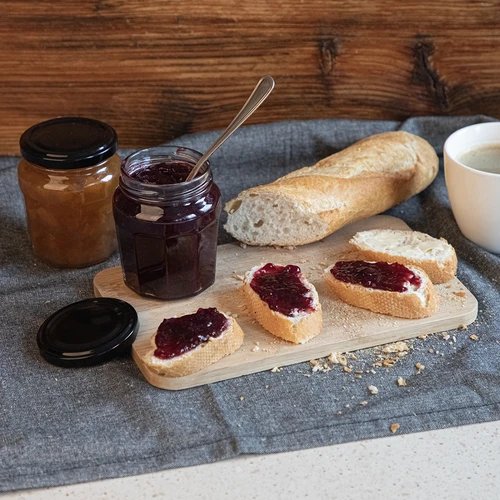 Stiklainis Konfitura 230ml su juodu dangteliu fi63/4 - 6 vnt. - 9