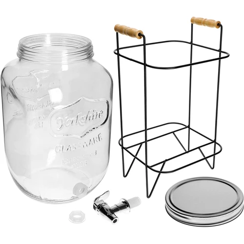 Stiklainis Lemoniada 8 l - su kraneliu, ant metalinio stovo su rankenomis - 3