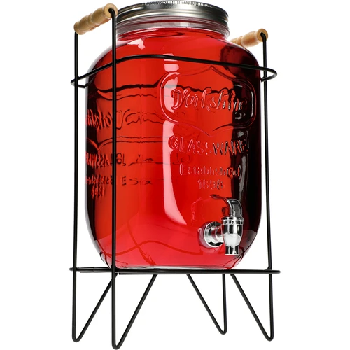 Stiklainis Lemoniada 8 l - su kraneliu, ant metalinio stovo su rankenomis - 4