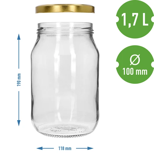 Stiklainis TO 1,7 l su auksiniu dangteliu fi 100/6, 1 vnt. - 4