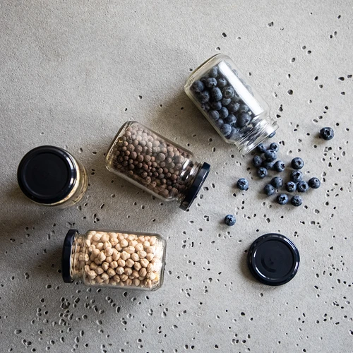 Stiklainis TO 190 ml su spalvotu dangteliu fi 53 - 8 vnt. - 12