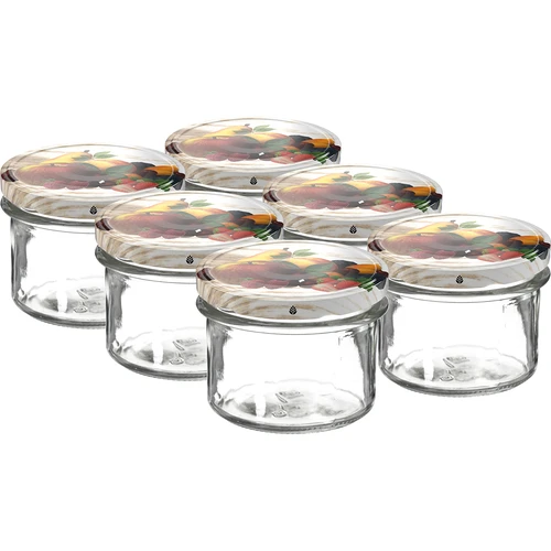 Stiklainis TO 235 ml su spalvotu užsukamu dangteliu fi82 - 6 vnt.