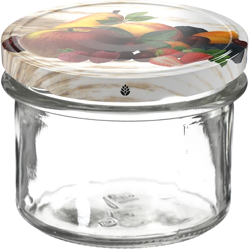 Stiklainis TO 235 ml su spalvotu užsukamu dangteliu fi82 - 6 vnt. - 2