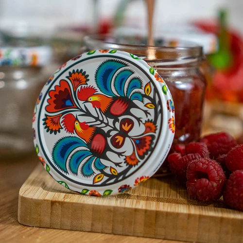 Stiklainis TO 370 ml su spalvotu dangteliu fi82/6- 6 vnt. - 12