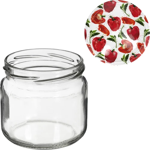 Stiklainis TO 370 ml su spalvotu dangteliu fi82/6- 6 vnt. - 8