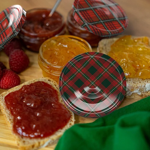 Stiklainis TO 65 ml su spalvotu užsukamu dangteliu fi66 - 6 vnt. - 8