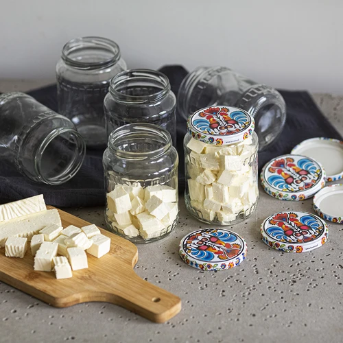 Stiklainis TO 720 ml su spalvotu užsukamu dangteliu fi 82/6 - 6 vnt. - 14