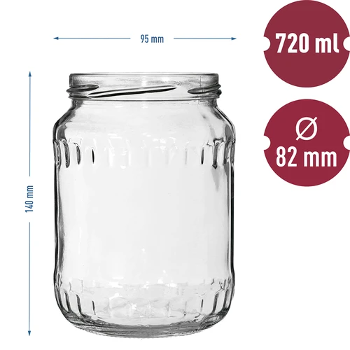 Stiklainis TO 720 ml su spalvotu užsukamu dangteliu fi 82/6 - 6 vnt. - 6