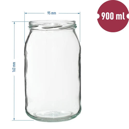 Stiklainis TO 900 ml su auksiniu užsukamu dangteliu fi 82/6 - 6 vnt. - 8