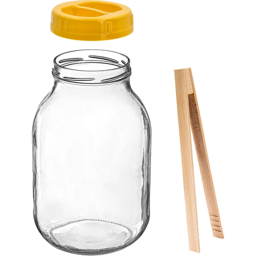 Stiklainis Twist-off 3 l, su žnyplėmis ir plastikiniu fi 100 dangteliu su rankena - 2