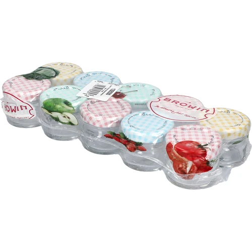 Stiklainis Twist-off 30 ml su spalvotu dangteliu fi 43 - 10 vnt. - 2