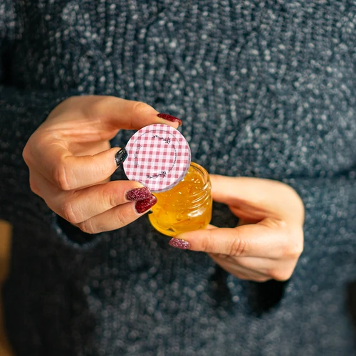 Stiklainis Twist-off 30 ml su spalvotu dangteliu fi 43 - 10 vnt. - 7