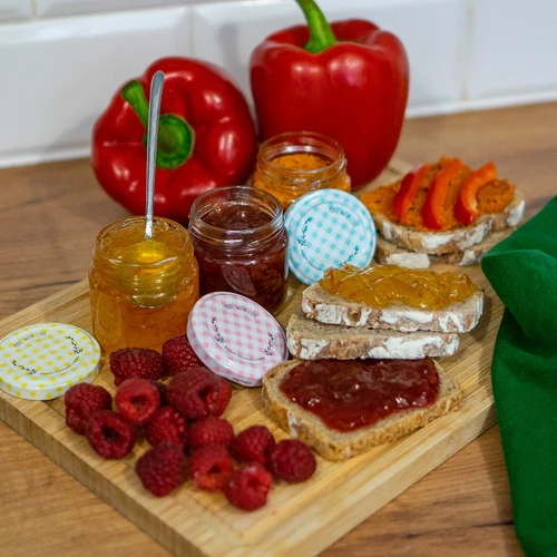 Stiklainis Twist-off 30 ml su spalvotu dangteliu fi 43 - 10 vnt. - 5