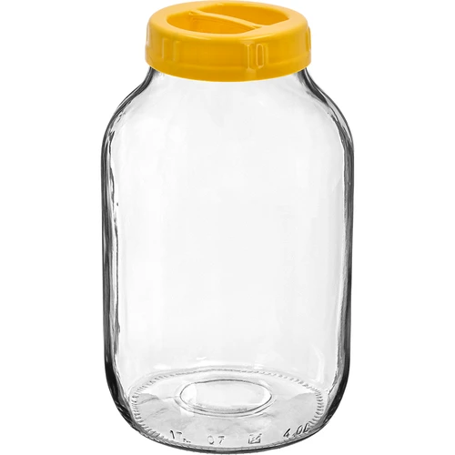 Stiklainis twist-off 4 L ir plastikinis fi 100 dangtelis su rankena