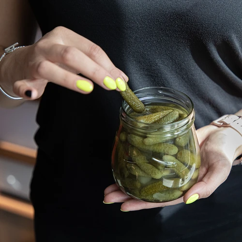 Stiklainis twist-off 500 ml "Apversta amfora" su bordo spalvos dangteliu fi 82/6, 6 vnt. - 12