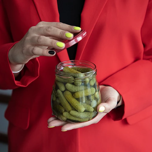 Stiklainis twist-off 500 ml "Apversta amfora" su bordo spalvos dangteliu fi 82/6, 6 vnt. - 10