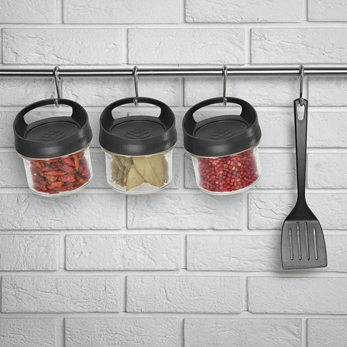 Stiklinis indas 235 ml su kabinimui skirtu užsukamu dangteliu - 6