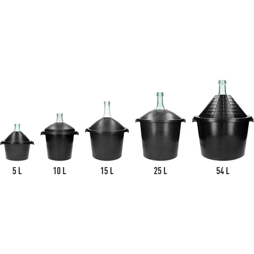 Stiklinis vyno damižonas 5 l - su plastikiniu krepšiu - 6