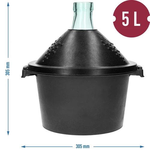 Stiklinis vyno damižonas 5 l - su plastikiniu krepšiu - 7