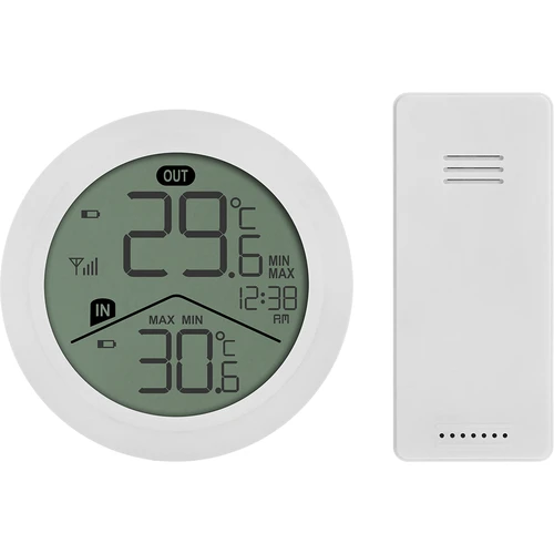 Termometr elektroniczny marki Soens - z czujnikiem zewnętrznym, okrągły biały  - 1 