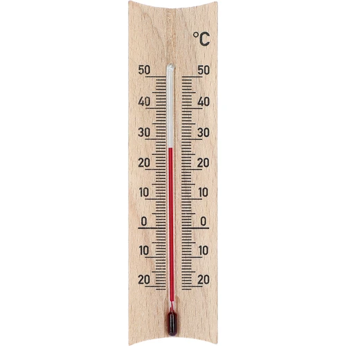 Termometr pokojowy drewniany (-20 do +50°C), jasny brąz, 15 cm  - 1 