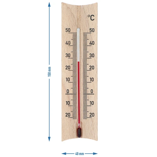 Termometr pokojowy drewniany (-20 do +50°C), jasny brąz, 15 cm - 5
