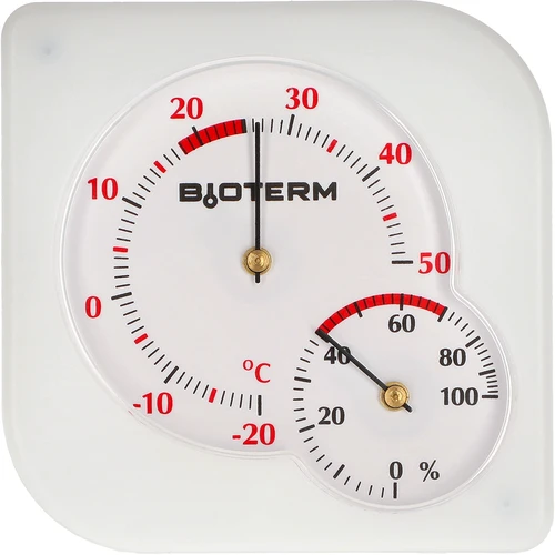 Termometr wewnętrzny bimetaliczny z higrometrem (-20 do +50°C), biały  - 1 