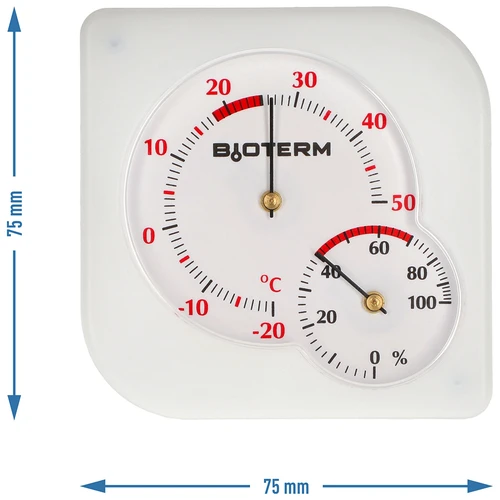Termometr wewnętrzny bimetaliczny z higrometrem (-20 do +50°C), biały - 4