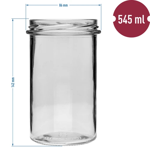Tiesus stiklainis 545ml (fi 82) - su juodu dangteliu, 6 vnt. - 6