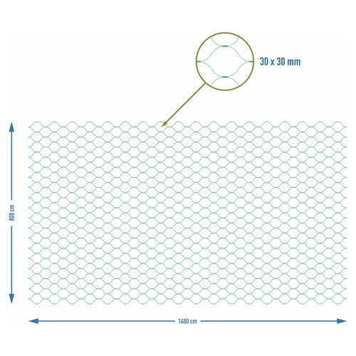 Tinklas apsaugai nuo paukščių, žalias, 8 m x 14m - 7