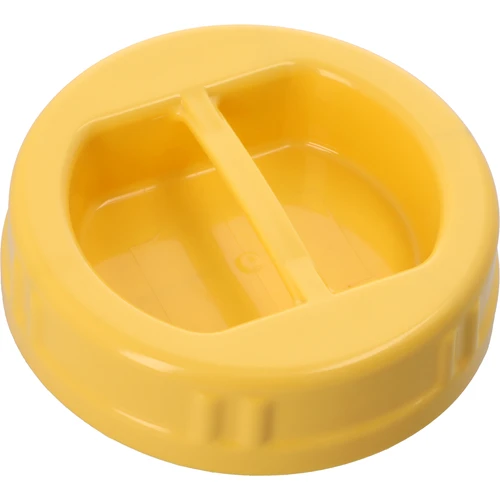 Geltonas plastikinis TO dangtelis fi 100 mm su rankenėle, stikliniams stiklainiams