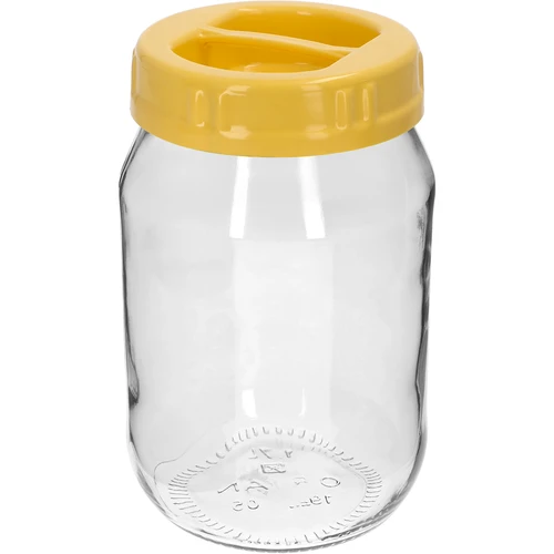 TO stiklainis 1,7 l su geltonu plastikiniu dangteliu ir rankenėle, fi 100, 1 vnt.