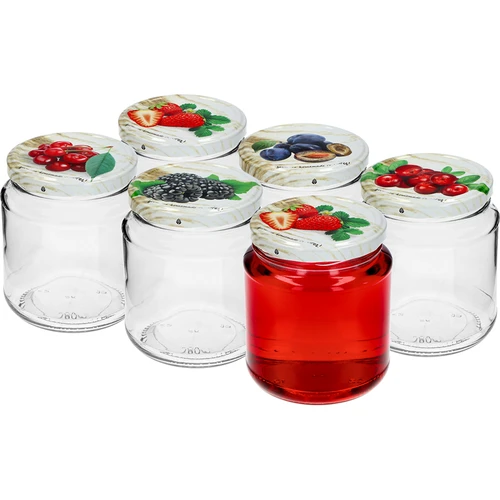 TO stiklainis, grubasek 580 ml su spalvotu dangteliu fi82/6, 6 vnt. - 3