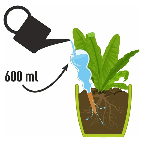 Trigubas (trijų kamerų) laistymo rutulys, skaidriai žalias, su keraminiu smaigu, 600 ml - 4