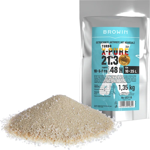 Turbo mielės X-Pure 21,3 %, 10x25L - 1,35 kg - 2